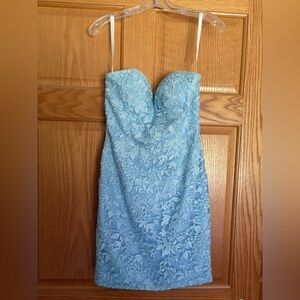 Jovani Light Blue Embroidered Strapless Lace Up Homecoming Dress Size 2